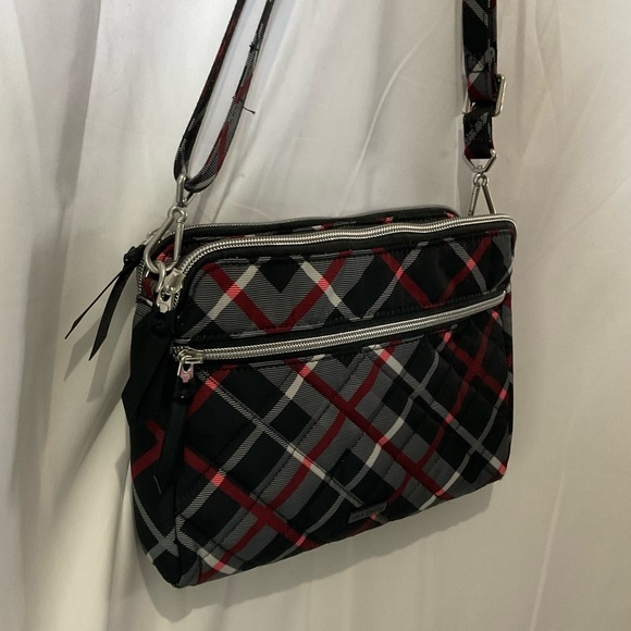Vera Bradley Women’s Black/Red/Gray/White Plaid Crossbody Purse - Picture 10 of 12